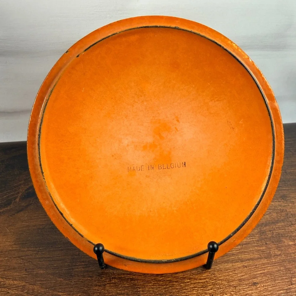 Descoware Enameled Cast Iron Covered Skillet Lid Orange, Made in Belgium
